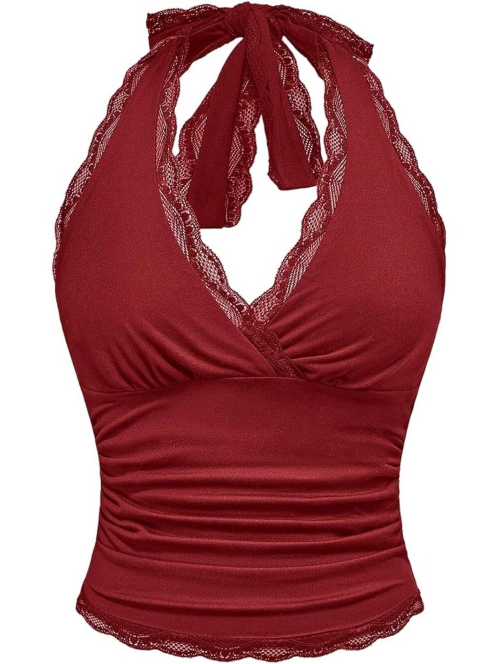 Leopard Print Ruched Halter Crop Top - V Neck Tie Back, Sleeveless Slim Fit Cami